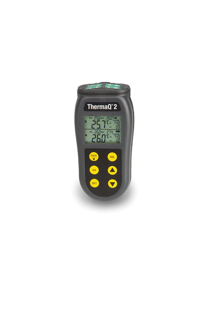 un Thermomètre à quatre canaux ThermaQ 2 de Thermometre.fr sur fond blanc.