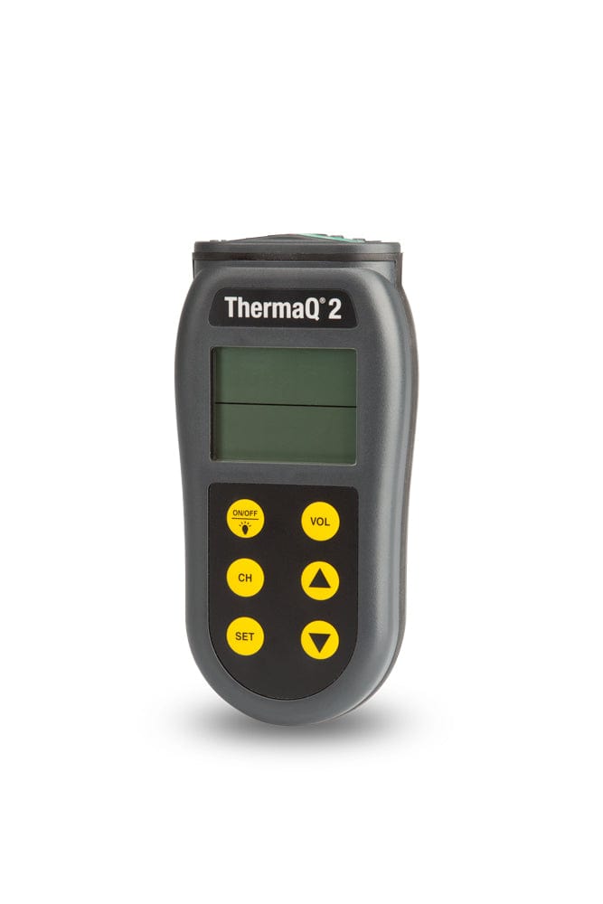 un Thermomètre à quatre canaux ThermaQ 2 de Thermometre.fr sur fond blanc.