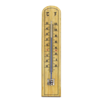 Un Thermomètre en hêtre - 45 x 205 mm par Thermometre.fr sur fond blanc.