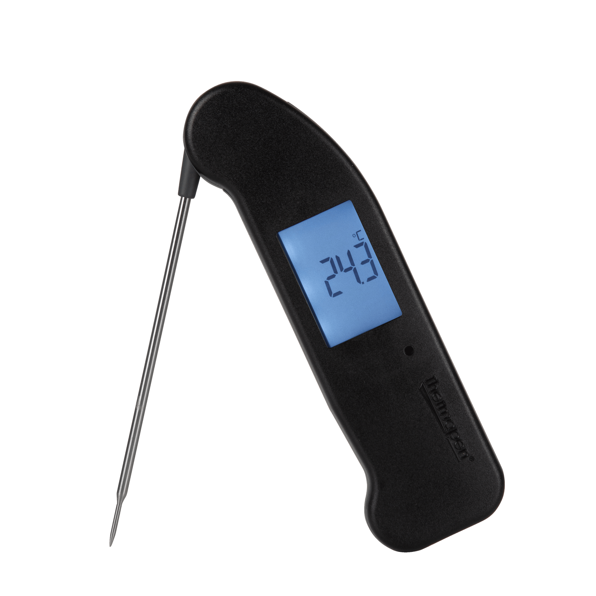 un thermomètre numérique Thermapen® One sur fond noir de Thermometre.fr.