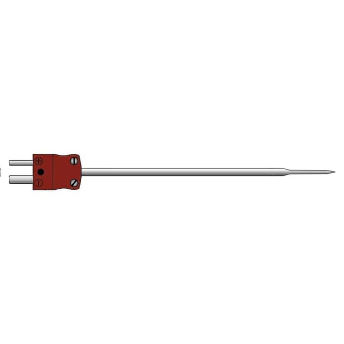 Un thermomètre Sonde de pénétration à réponse rapide rouge avec une sonde de température sur fond blanc de Thermomètre.fr.