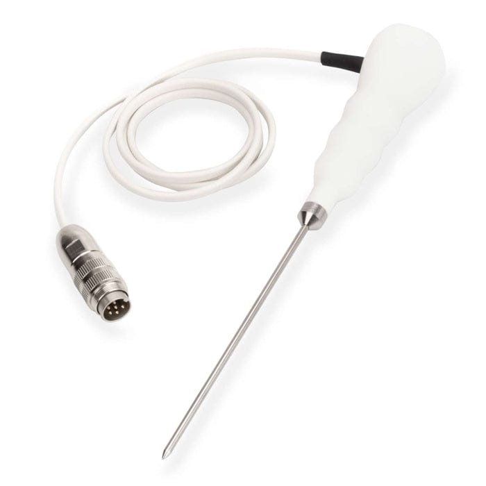 Un thermomètre.fr blanc auquel est attaché un fil utilisé pour mesurer des liquides ou des semi-solides.