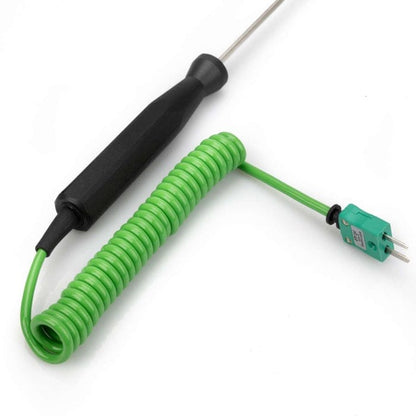 Un fil vert auquel est attachée une poignée noire est une sonde Thermomètre.fr Sonde de température - pénétration prolongée.