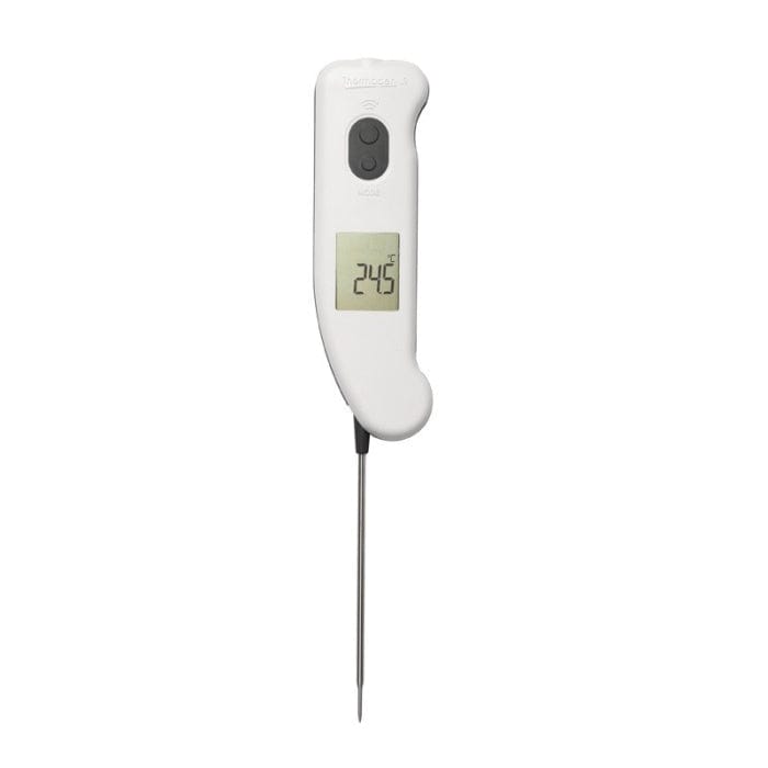 Un thermomètre numérique Thermomètre.fr à fond blanc.