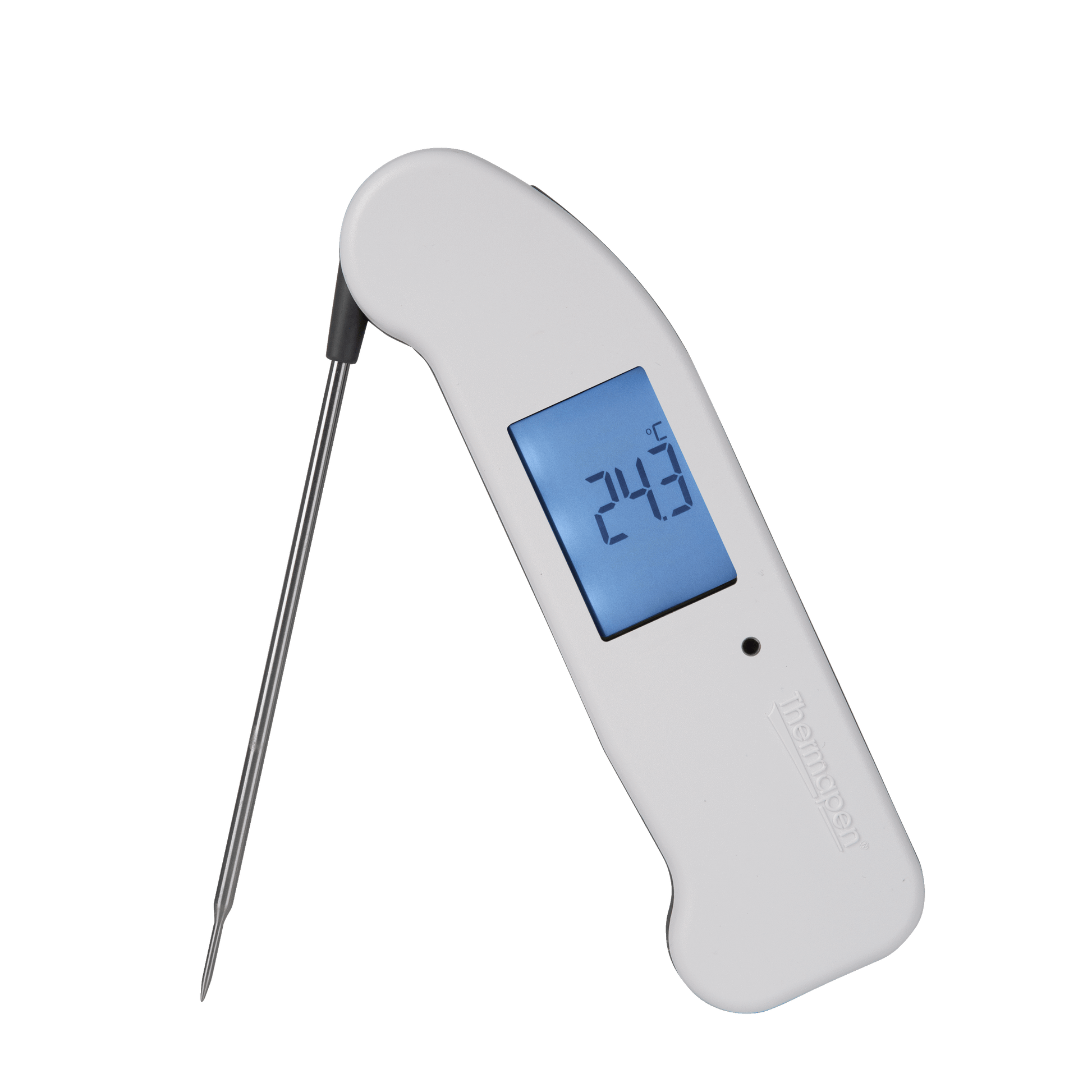 un thermomètre numérique Thermapen® One sur fond noir de Thermometre.fr.