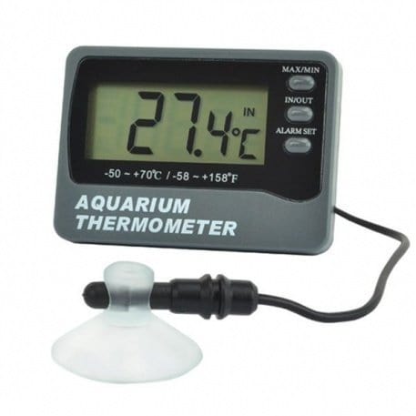 Un thermomètre d'aquarium numérique Thermometre.fr sur fond blanc.