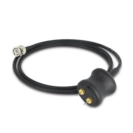 un câble noir Sonde d'humidité - usage général auquel est attaché un connecteur Thermometre.fr doré.